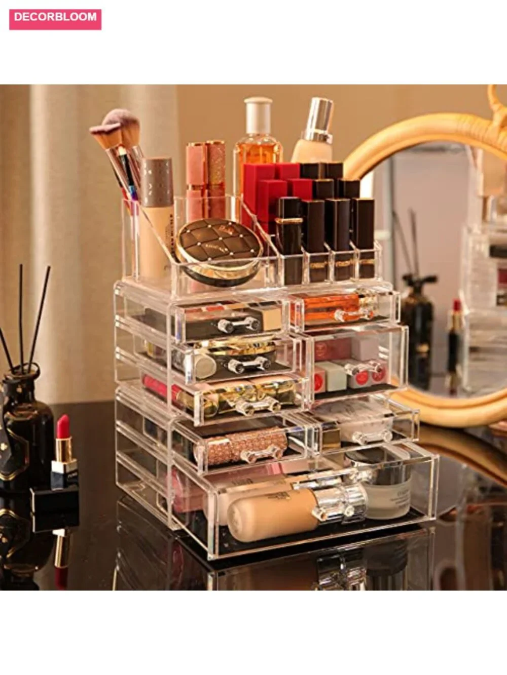 Acrylic 8 Drawer Stackable Makeup Organizer Countertop